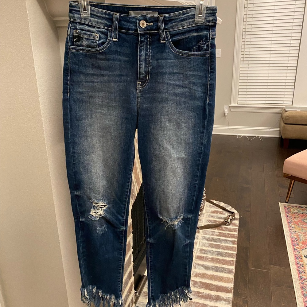 Boutique jeans with fringe!